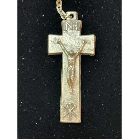 Vintage Italian Relic Rosary Wood Beads Crucifix Mt Calvary Soil St Joseph 21" - Picture 3 of 10